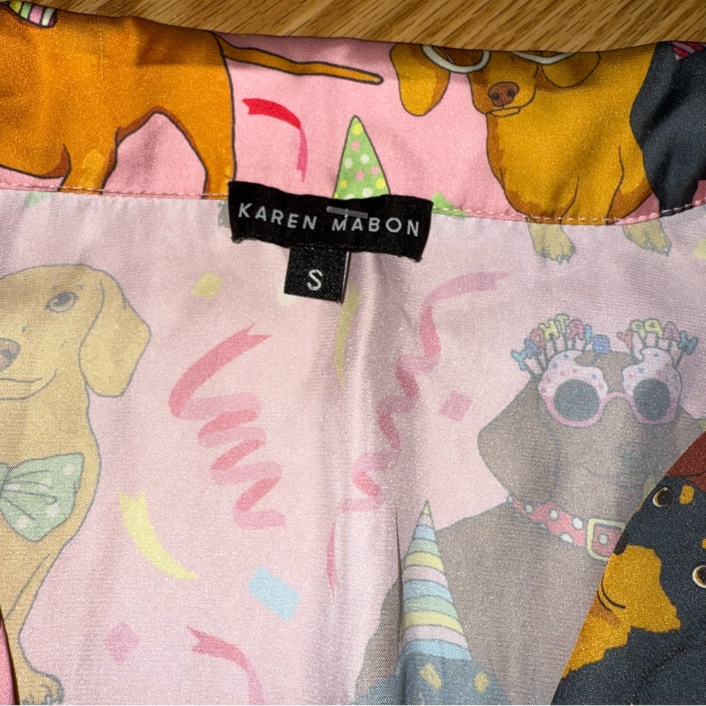 Anthropologie Karen Mabon Button Up short sleeve Birthday Dog Pyjama Top Small‎ - Picture 3 of 8
